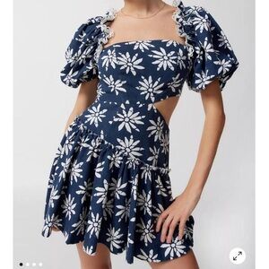 Urban Outfitters Navy and White Flower Dress